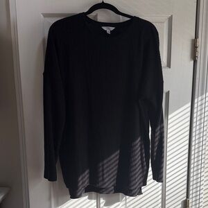 Time and Tru Black Ribbed Crewneck Top